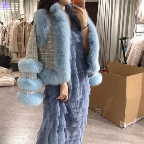 2020 New Natural Fox Fur Coat Luxury Fur Short Jacket Women Winter Coat Knitted Real Fox Fur Outwear Chinese Style Outwear