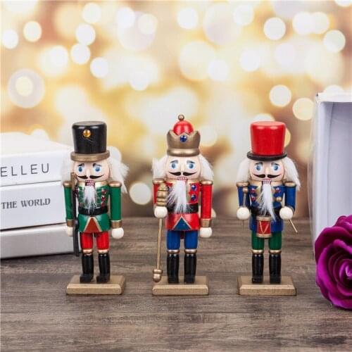 New 3pcs 1Set 15Cm High Christmas Holiday Nutcracker Soldier Vintage German Wooden Table Walnut Toy Zakka Dolls
