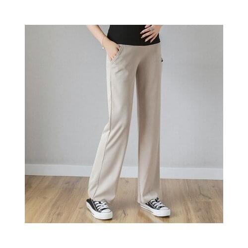 New maternity dress pants spring and autumn retro solid color thin section tide mom loose wide leg legging female outer trousers