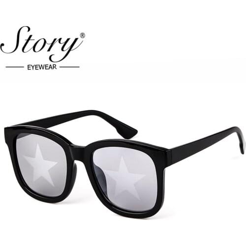 STORY 2018 Fashion Star Sunglasses Women Men Brand Designer Retro Square Star Lens Oversized Sun Glasses Eyewear Female Shades