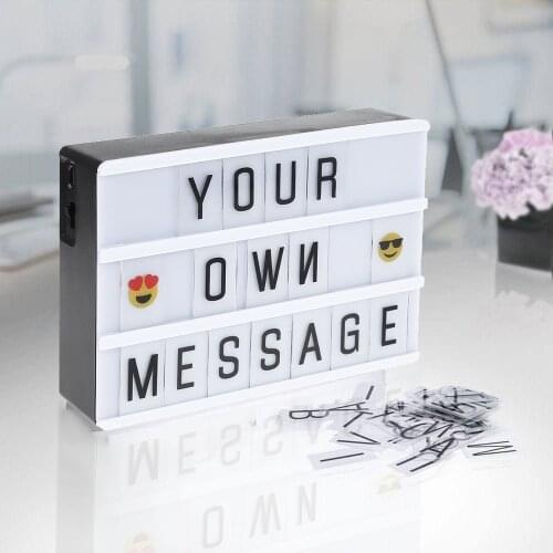 Original Premuim DIY Combination LED Night Light Box Night Lamp BLACK Cards Letter Light LED USB PORT Powered Cinema Lightbox