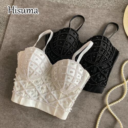 2021 autumn new womens V-neck strap beading sexy camisole Tube top bra one piece belt pad wireless Corset female underwear