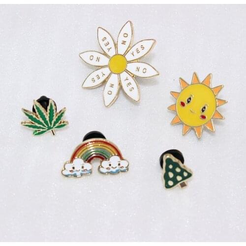 Sunflower rainbow cloud maple leaf pine brooch denim badge fashion jewelry
