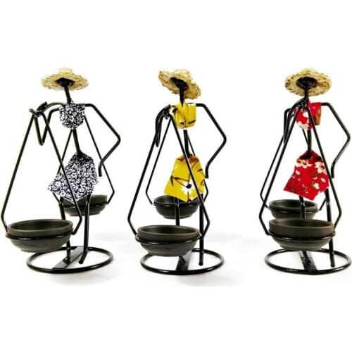 Pastoral Character Candle Holder Romantic Candle Holder Dai People Carry Girl Dining Table Decoration Home Decoration