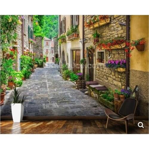 Custom Photo Wallpaper,Tuscan Old Town Street wall Mural For Living Room Sofa Cafe Background Wall Decorative papel de parede