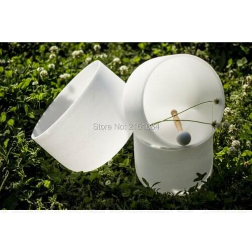 6",8",10" and 12" 4pcs frosted quartz crystal singing bowls with musical note with free suede and o ring