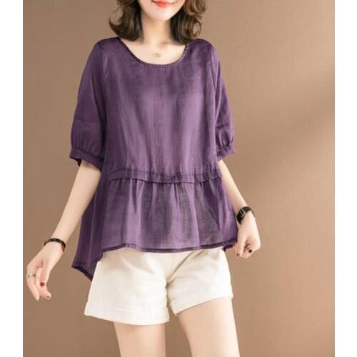 100% Cotton Oversized Shirts Women Summer Loose Casual Tops New 2020 Korean Style Solid Color Women Blouse Shirt Plus Size P1093