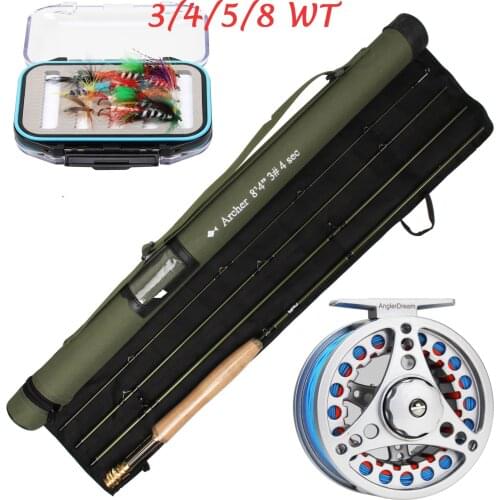 Angler Dream Fly fishing Rod Combo Fly Fishing Kit - Fly Rod Blank 3/4/5/8WT/ Fly Reel/ Fly Line/ Leader/ Backing/ Flies