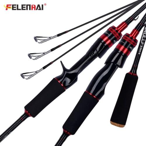 Baitcasting Spinning Casting Lure Fishing Rod 2Sections 1.68/1.8/2.1m 1/2/3 Tips Action 4-35g L/M/MH For Pike Bass Felenhai Pole