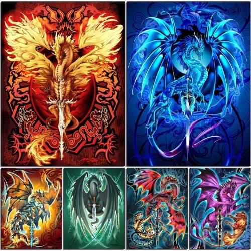 DIY 5D Diamond Painting Dragon Cartoon Picture Full Diamond Art Mosaic Embroidery Cross Stitch Kits Home Decor