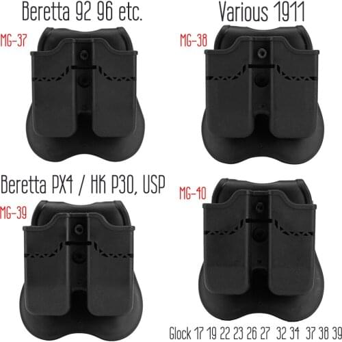 IMI Series Tactical Double Magazine Pouch Belt Paddle For Beratta M92 PX4 Strom Glock 17 19 Colt 1911 Airsoft Magazine Pouch