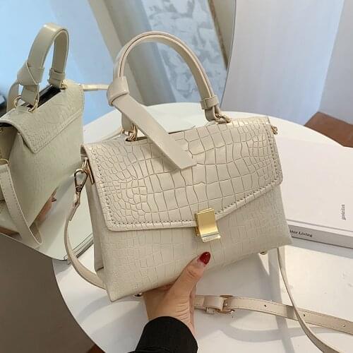 Crocodile Pattern Contrast Color Tote Bag 2020 New High Quality PU Leather Womens Designer Handbag Lock Shoulder Messenger Bag