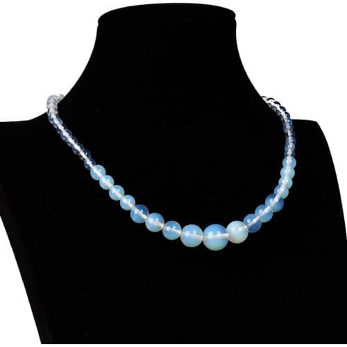 Pick Size 6mm-14mm Light Blue Beads Transparent sheen Making Diy Design Opal Necklace fit Special Day findings 18inch H118