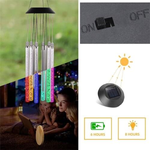 Glowing Wind Chimes Romantic Design Energy Saving Solar Light Night Illuminate Light Control Switch Garden Decoration THB5189