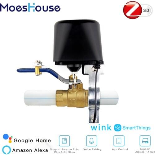 ZigBee 3.0 Smart Gas Water Valve Controller SmartThings App Remote Control Echo Plus Voice Control,Work with Alexa Google Home