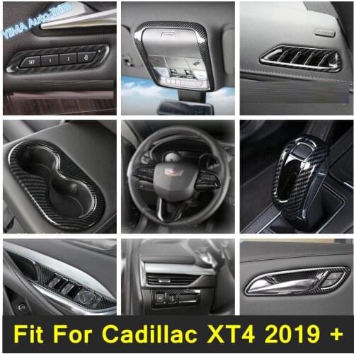 Carbon Fiber Interior Refit Kit For Cadillac XT4 2019 2020 2021 Window Lift Button / Inner Door Handle Bowl Frame Cover Trim