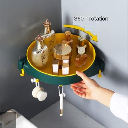 Rotating Storage Rack Corner Shelf Bathroom Kitchen Triangle Storage Shelves Punch-free Wall-mounted Storage Hanging Supplies