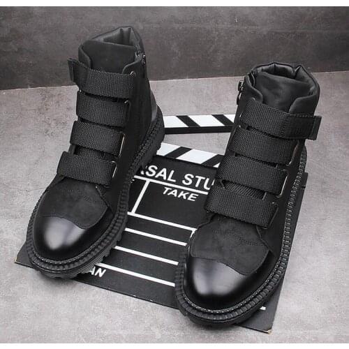High quality men shoes high tops punk sneakers Hip hop men height Increasing shoes ankle boots