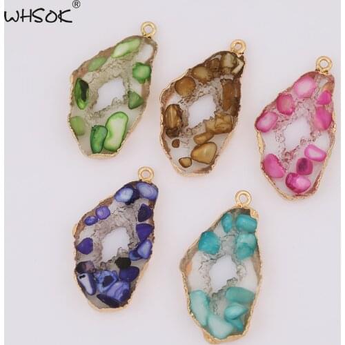 WHSOK 50Pcs 20*39MM Jewelry Accessories/Irregular Shape/DIY Charms/Stone In Resin Pendant/Hand Made/Jewelry Findings Components