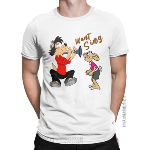 Nu Pogodi Cartoon Funny Wolf And Bunny T-Shirts For Men Vintage Cotton Tees Crew Neck Classic Short Sleeve T Shirt Gift Tops