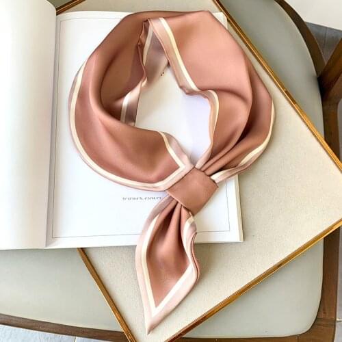 Four season Silk Scarf plain Neckerchief Bandana Luxury Female Hair Scarves accessories