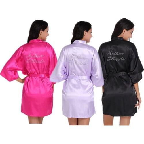 Retail Mother of the Bride Letter Rhinestones Women Kimino Bridesmaid Short Satin Robes Wedding Getting Ready Robe T72