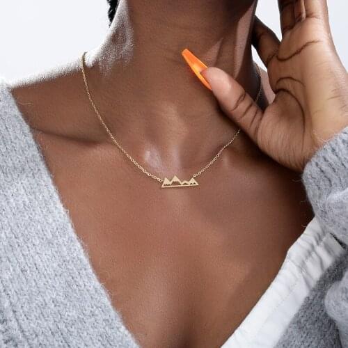 2020 Gold Color Collier Femme Stainless Steel Delicate Mountain Pendant Necklaces For Women Bohe Jewelry Friendship Gift