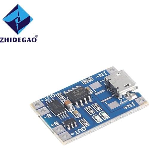 ZHIDEGAO Micro USB 5V 1A 18650 TP4056 Lithium Battery Charger Module Charging Board With Protection Dual Functions 1A Li-ion