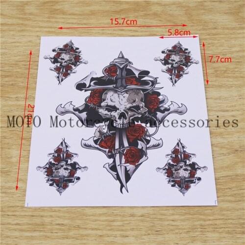 1 Set Decals For Harley XL 883 1200 Bike Skull Head & ROSE Decals For Motorbike Fuel Tank Decals Stickers