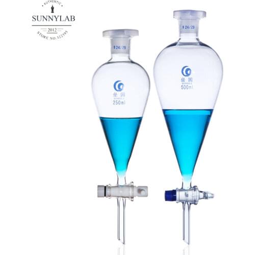 1 PC 60/125/250/500/1000/2000ml Pear-shaped/pyriform Separating Conical Funnel With Glass Ground-in Stopper Lab Glassware