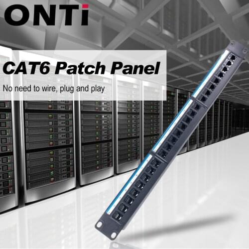 19in 1U Cabinet Rack Pass-through 24 Port CAT6 Patch Panel RJ45 Network Cable Adapter Keystone Jack Modular Distribution Frame