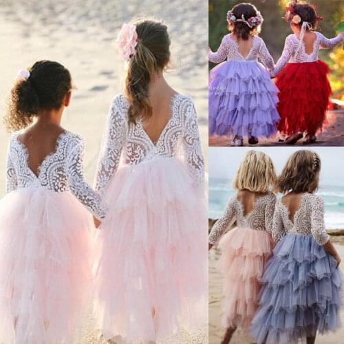 2018 Toddler Kid Baby Little Girls Crochet Layered Lace Dress Babies Party Prom Party Pageant Dresses Clothing