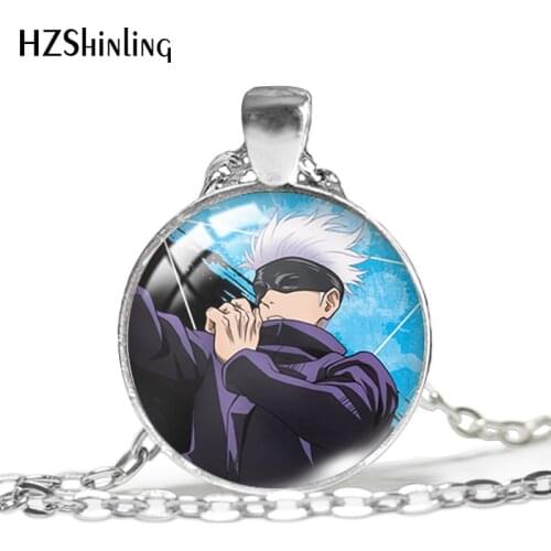 2021 New Jujutsu Kaisen Pendant Necklace Anime Pendants Round Glass Photo Necklaces 25mm Jewelry Gifts Fan