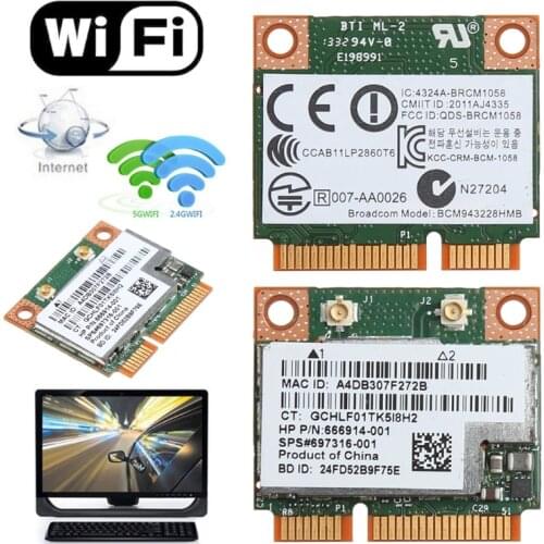 300M WiFi Bluetooth 4.0 Wireless PCI-E Card For BCM943228HMB HP SPS 718451-001