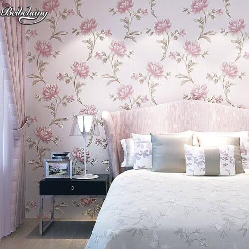 Beibehang 3d three-dimensional sculpture rural non-woven wallpaper romantic flower bedroom living room TV backdrop full of shops