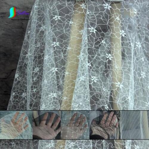 Hollow lace White Screen Fabric Flower Dress Yarn Skirt Fabric Lace Screen Transparent Soft Yarn Fashion Beautiful A0003A