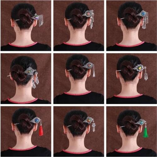 Free shipping Handmade Retro palace zinc folk style embroidery alloy Peacock plate classical Miao silver hairpin