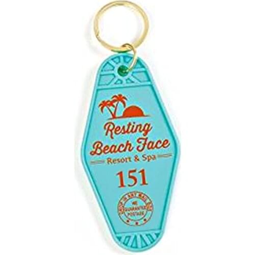 Resting Beach Face Keychain Resort Spa Hotel Room 151 Key Tag