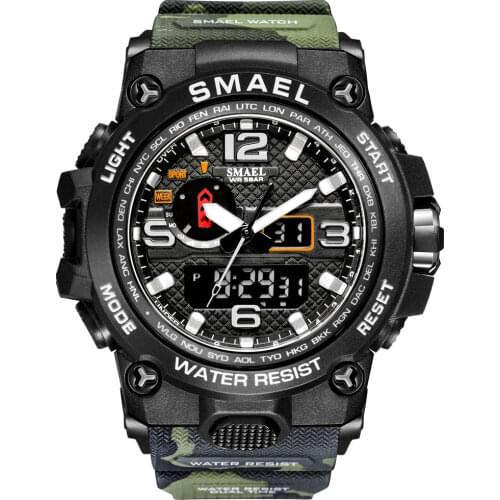 New Style Chronograph Sports Military Watches Shock Luxury Brand SMAEL Analog Quartz Dual Display Mens Watch Waterproof clock