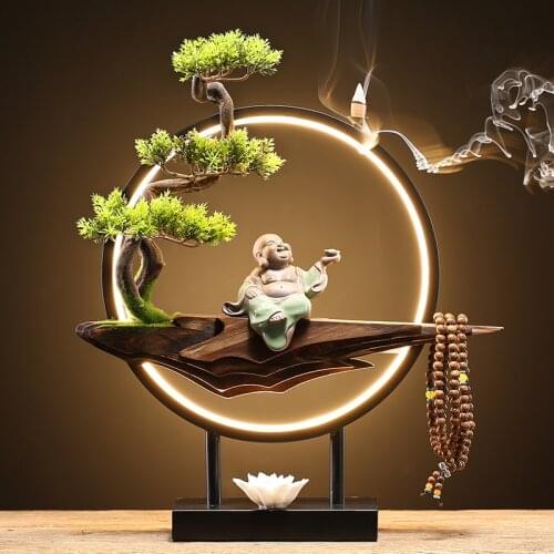 Modern Ceramic Incense Burner Wood Electric Waterfall Backflow Incense Holder Smoke Fountain Incensario Home Decor BH50XXL