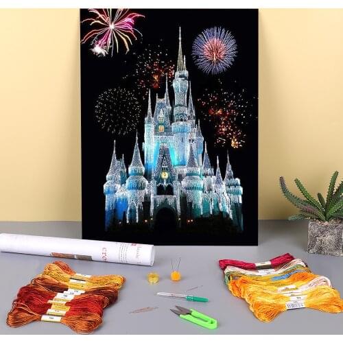 Fireworks Printed Canvas 11CT Cross Stitch Set Embroidery DMC Threads Handiwork Craft Hobby Handicraft Design Needle