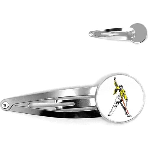 Freddie Mercury 20mm Glass Cabochon Hair Pins Cute Jewelry Accessories For Women Girls Silver Plated Hairpins For Gift