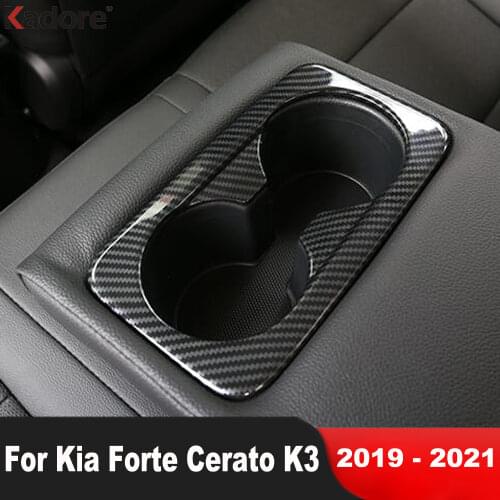 For Kia Cerato Forte K3 2019 2020 2021 Steel Carbon Fiber Interior Rear Seat Water Cup Holder Frame Cover Trim Car Accessories