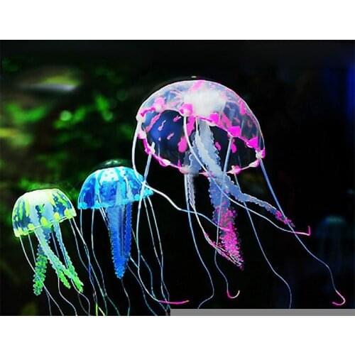 Glowing Effect Artificial Jellyfish Silicone 6 Color Decoration Fish Tank Aquarium Emulation Colorful Mini Submarine Ornament