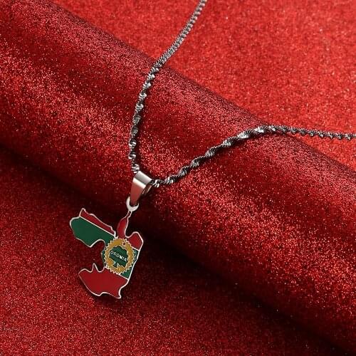 Silver Color Gold Color Ethiopia Oromia Map Pendant and Necklaces for Women Oromo Jewelry Gift
