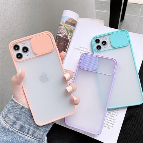 Skin-feeling phone case frosted soft transparent cover push window protect the len fitted cases for Iphone 12/11pro max XR