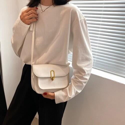 Youth Ladies Simple Versatile Bag Vintage Solid Color Saddle Shoulder Bag PU Leather Ladies Designer Crossbody Bag