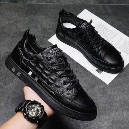 2021 Autumn New Men Leather Casual Shoes Crocodile Print Flat Shoes Trend Man Sneakers Loafers