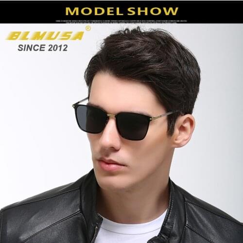 BLMUSA 2021 New Polarized Sunglasses Men Metal Driver Night Vision Glasses Design UV400 Square Business Sun Glasses Cool Men
