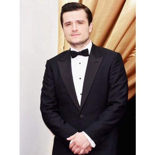 ANNIEBRITNEY Black 2 Piece Slim Fit Men Formal Suit Tailor Made Skinny Navy Groom Wedding Tuxedo Prom Wedding Men Suit Set